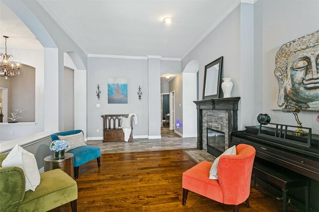 Formal Living Room with see-thru fireplace.