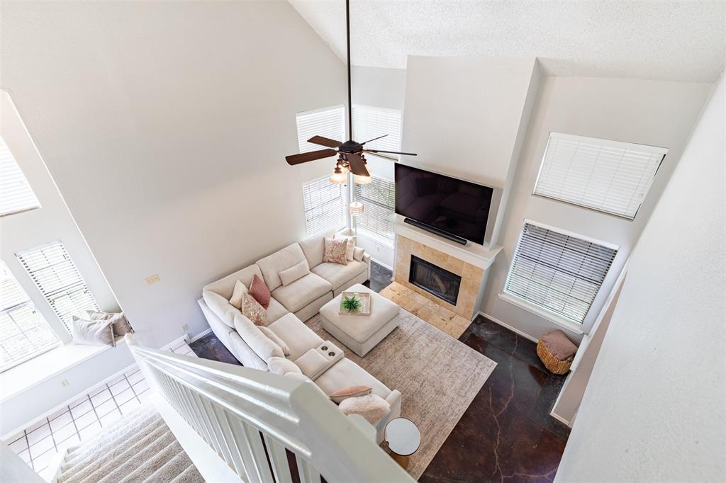 Gorgeous view of the familiy room from the stairs.