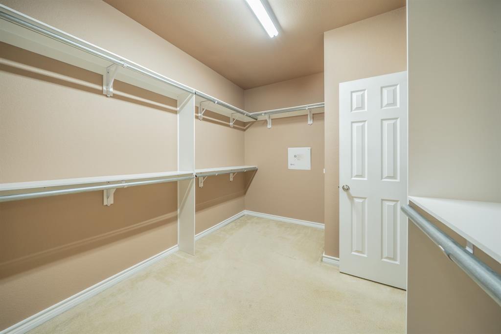 Master closet 13 feet wide, 8 feet deep and 9 feet high.