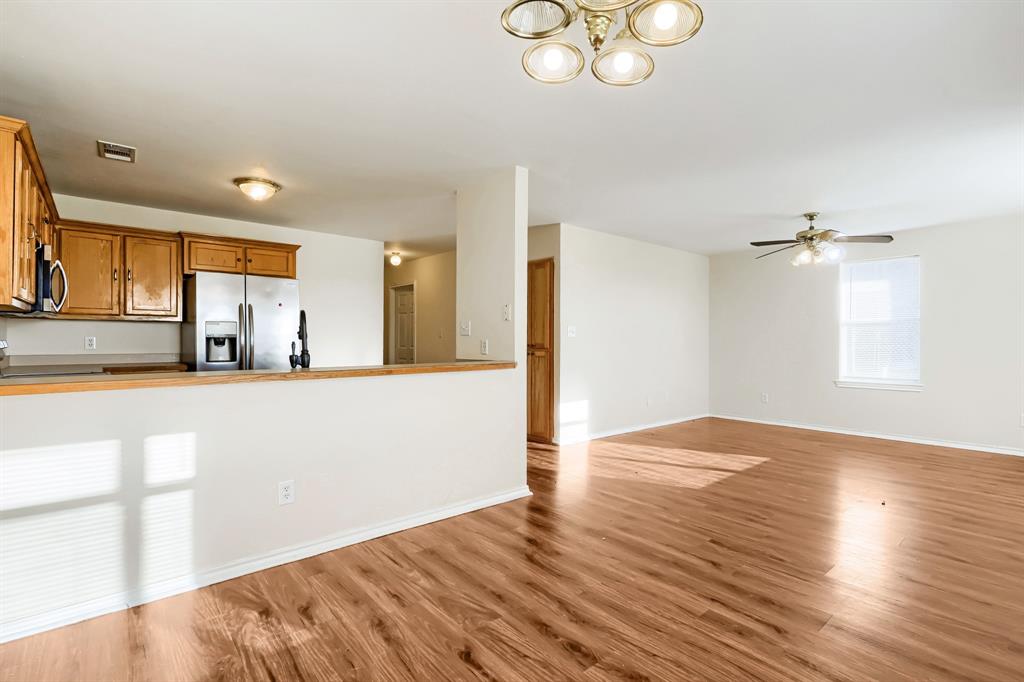 Large open dining and living space.