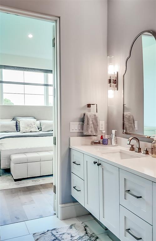 Designer mirrors and sophisticated lighting