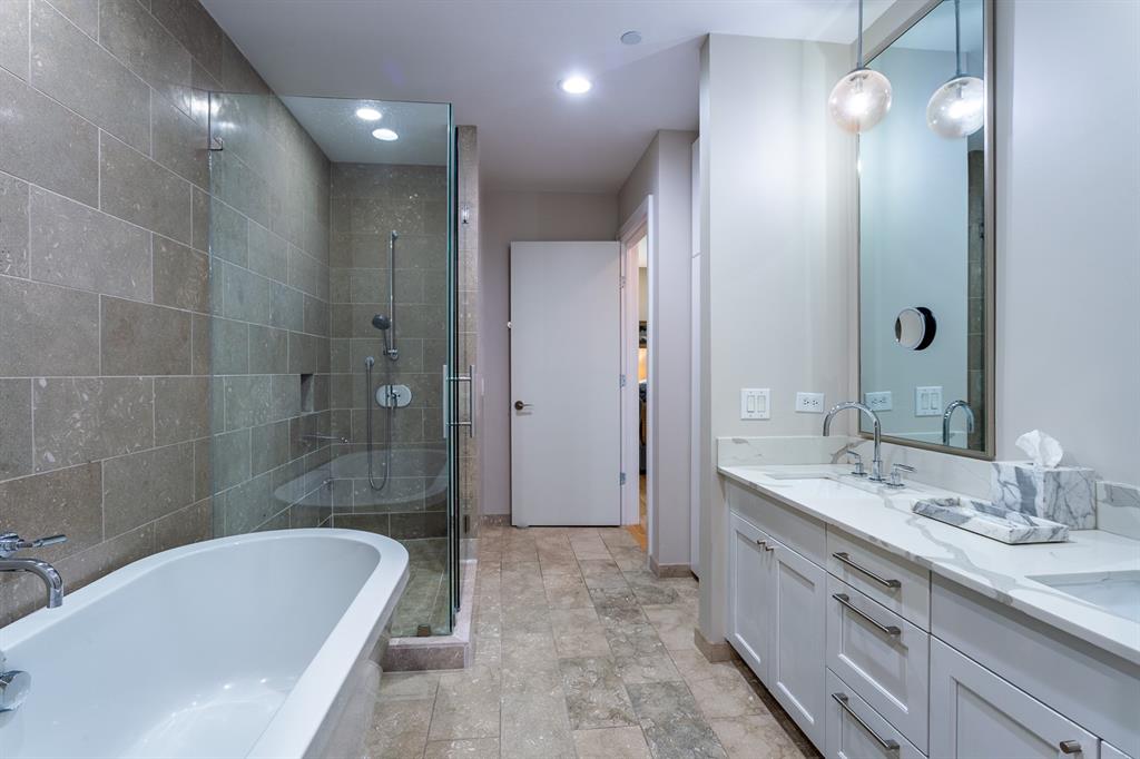 Separate shower & tub.