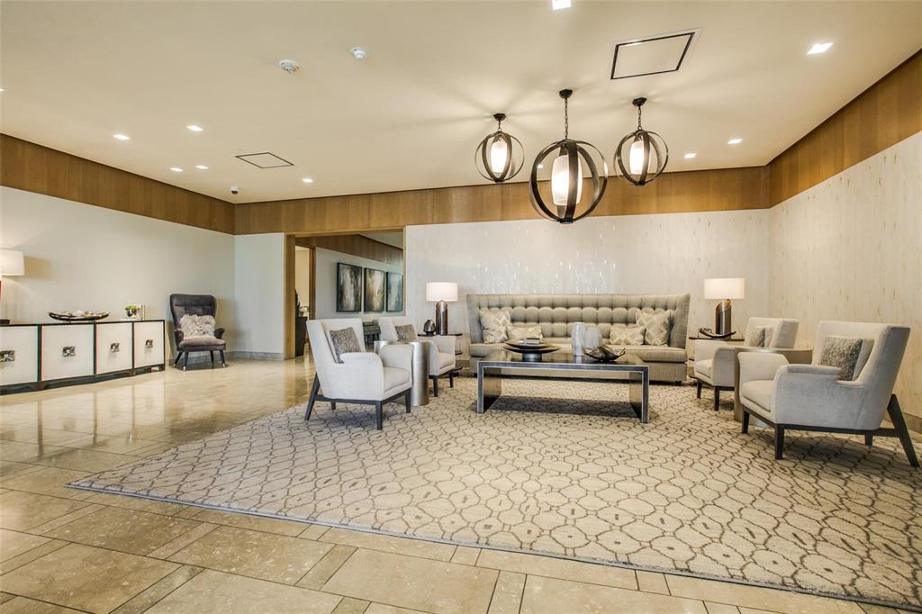 Lovely sitting area in building entrance to welcome guests.