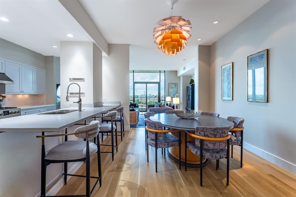 Wood floors & lots of room to entertain.