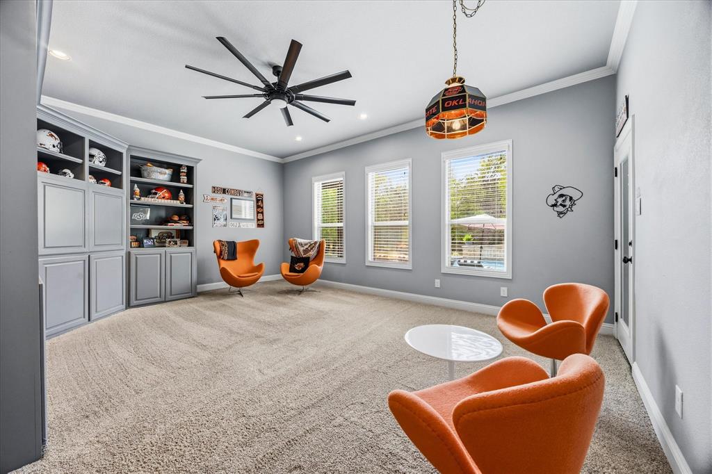 This living area can double for gameroom, playroom, media room or more!