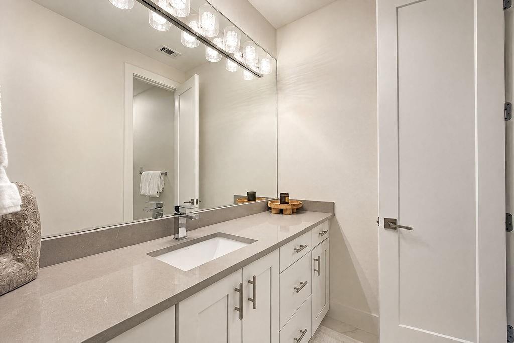 Each room enjoys its own personal vanity space