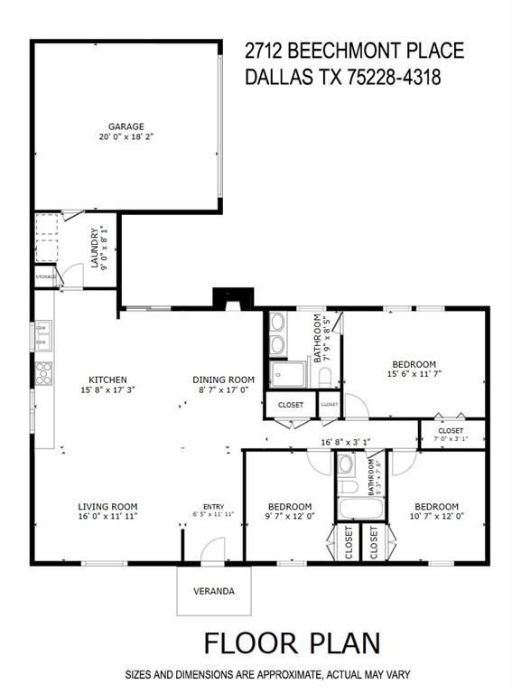 Explore the home's thoughtfully arranged single-story floor plan, featuring three bedrooms, two full bathrooms, and an open living, dining, and kitchen area designed for comfortable everyday living and entertaining. The spacious kitchen flows into the dining and living areas, while the bedroom layout provides flexibility for guests, a home office, or other needs. An attached two-car garage and conveniently located laundry room complete the layout. Room measurements are approximate; buyers should verify all dimensions.
