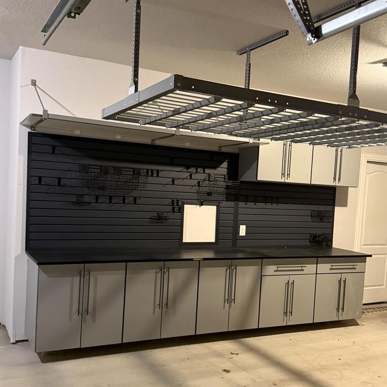 Custom storage system in the 3-car garage