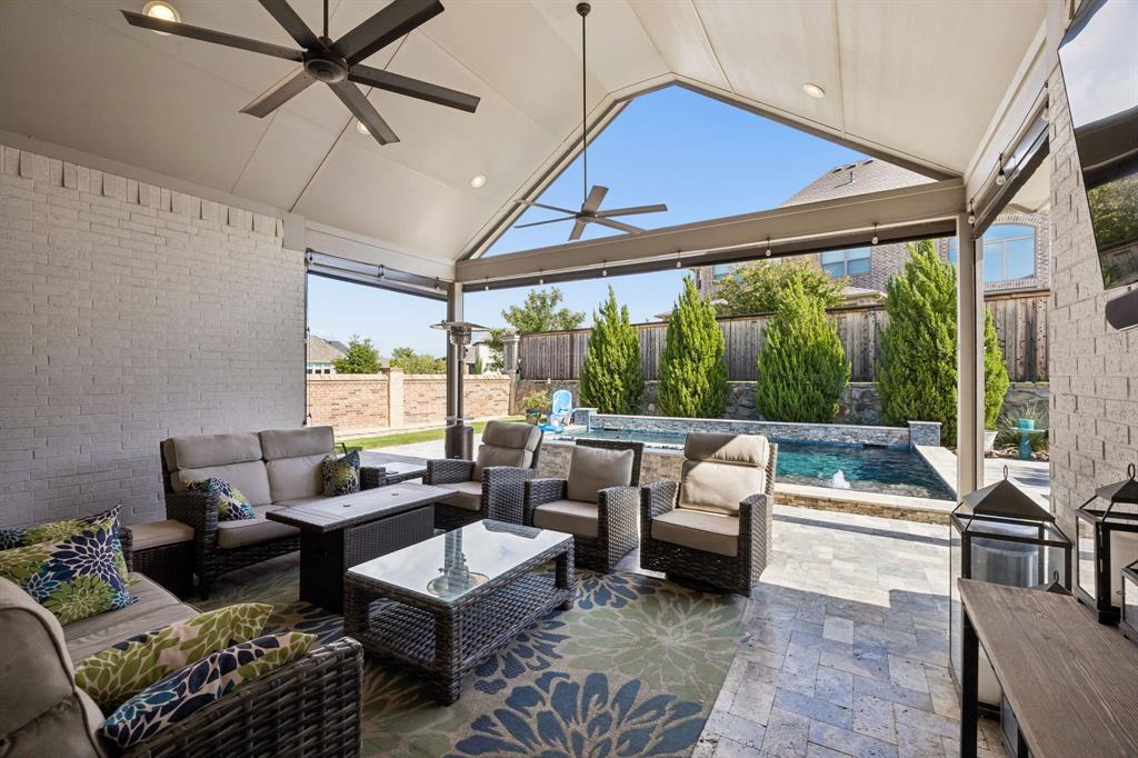Homeowners extended the patio when they added the pool.
