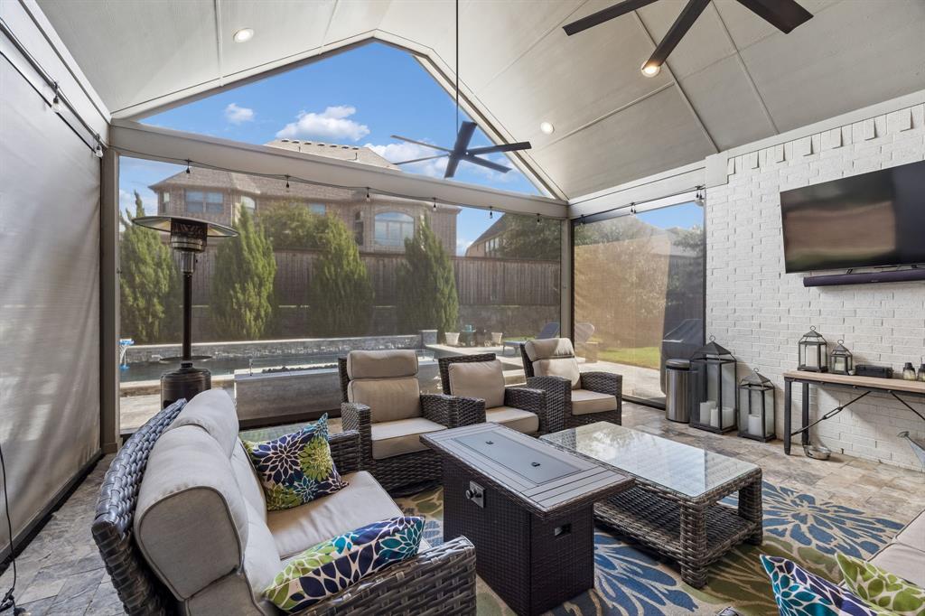 Motorized sun shades block the sun in the summer and keep the heat in during the winter