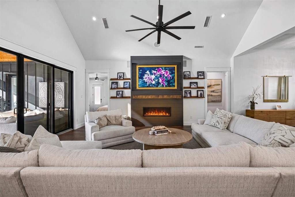 Living room with electric fireplace with heater. Living room with electric fireplace with heater.