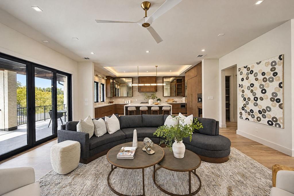 Relax in an elevated living area that feels both grand and cozy