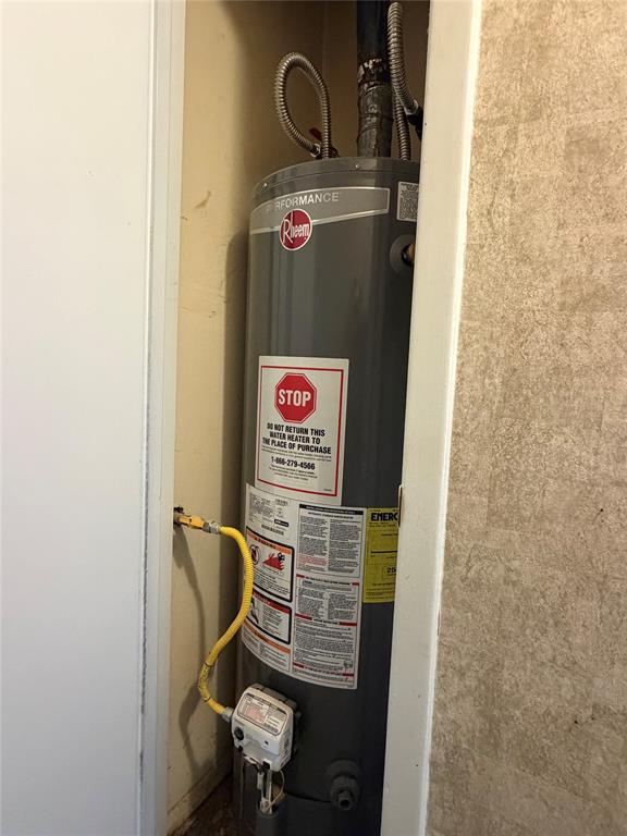 2017 water heater, located inside in hallway closet
