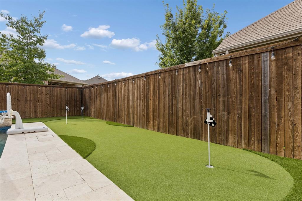 3 hole putting green with turf.