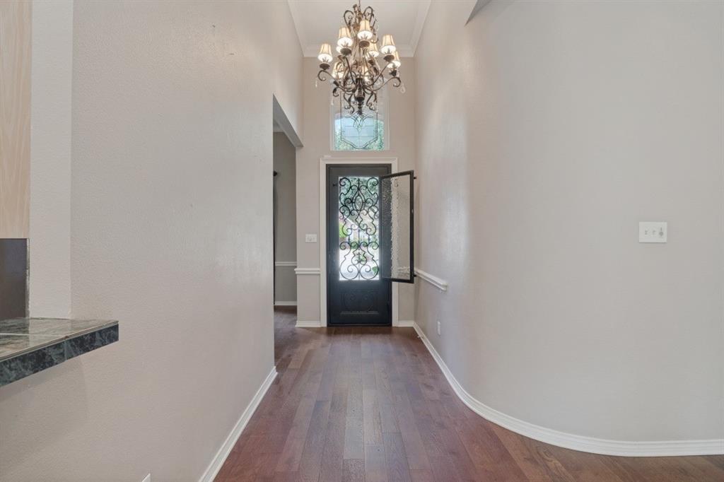 Solid wood with Iron accent door & iron chandelier