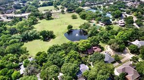 Aerial View with Fountain surrounded by trails