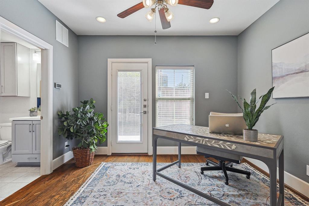 Bedroom used as an office, 1st Floor. Direct access to backyard.