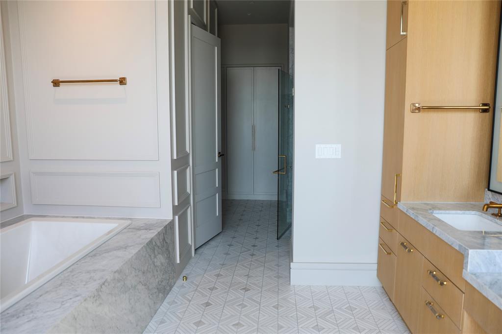 Full Bathroom with Tub, Shower, water closet and walk-in shower