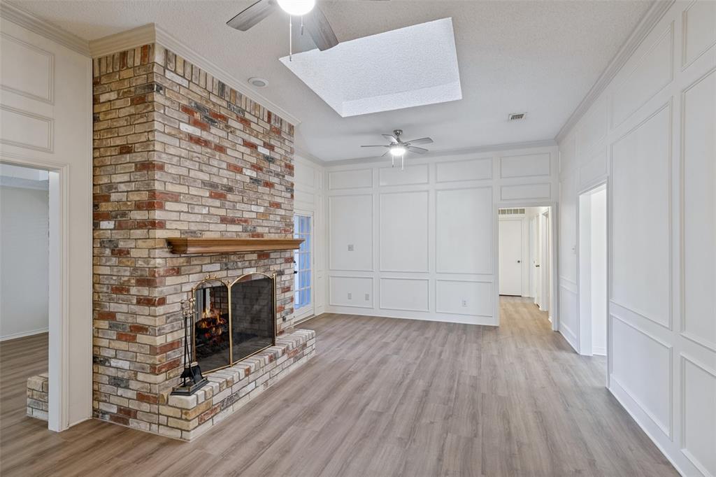 Natural light with a large skylight and direct access to the backyard patio.