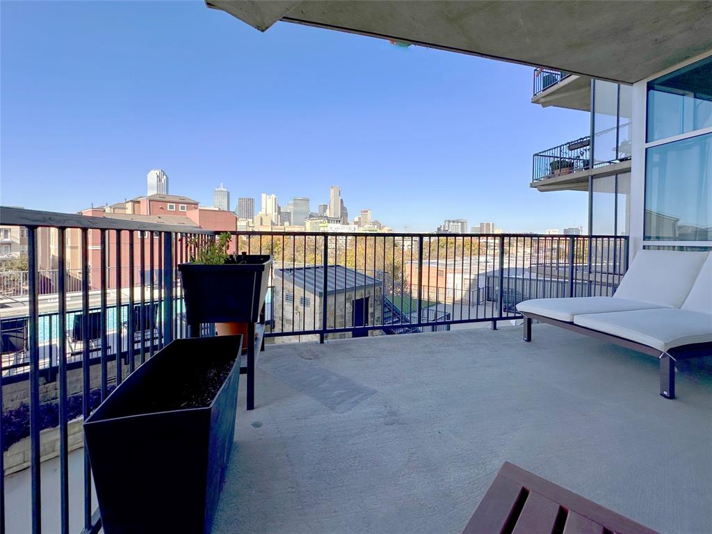 Large balcony with incredible Dallas views