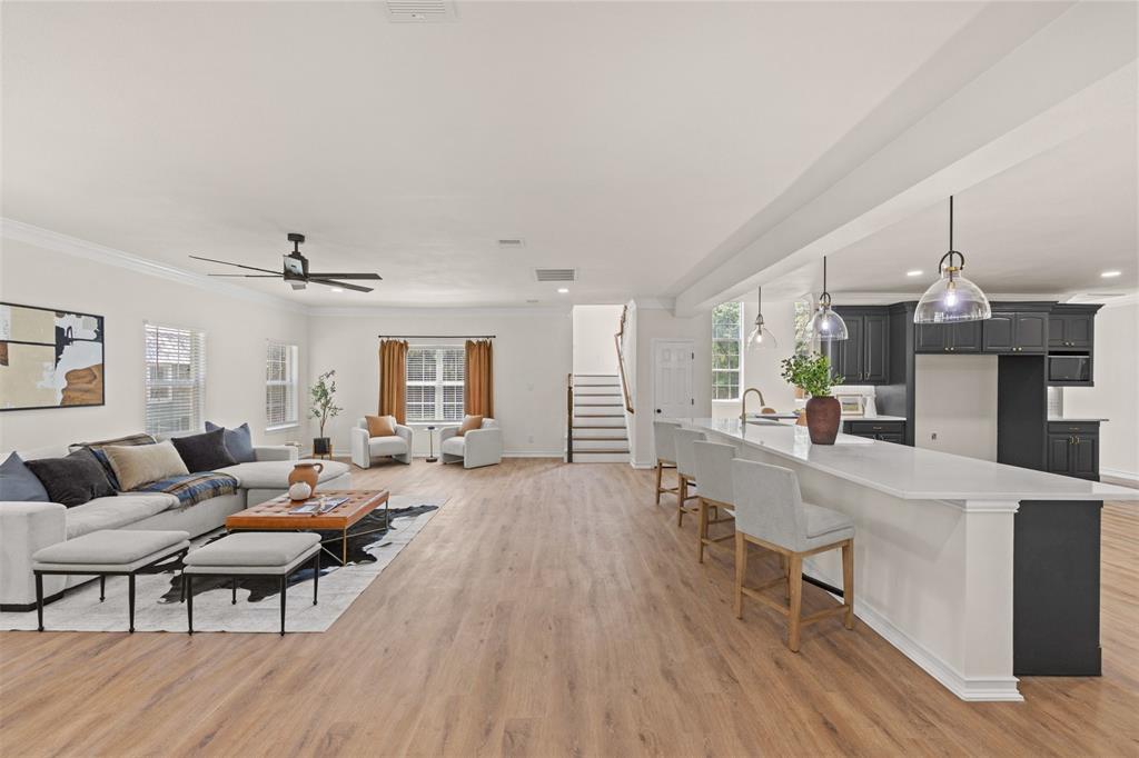 Spacious living room with an open layout designed for entertaining