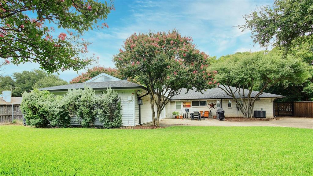 Enjoy this expansive private backyard offering serene views of the patio and secured front driveway entrance. Backyard is surrounded by mature trees, lush maintenance free landscaping.  This lot has plenty of space for a pool, outdoor kitchen and so much more.  Your pets will love all the space.