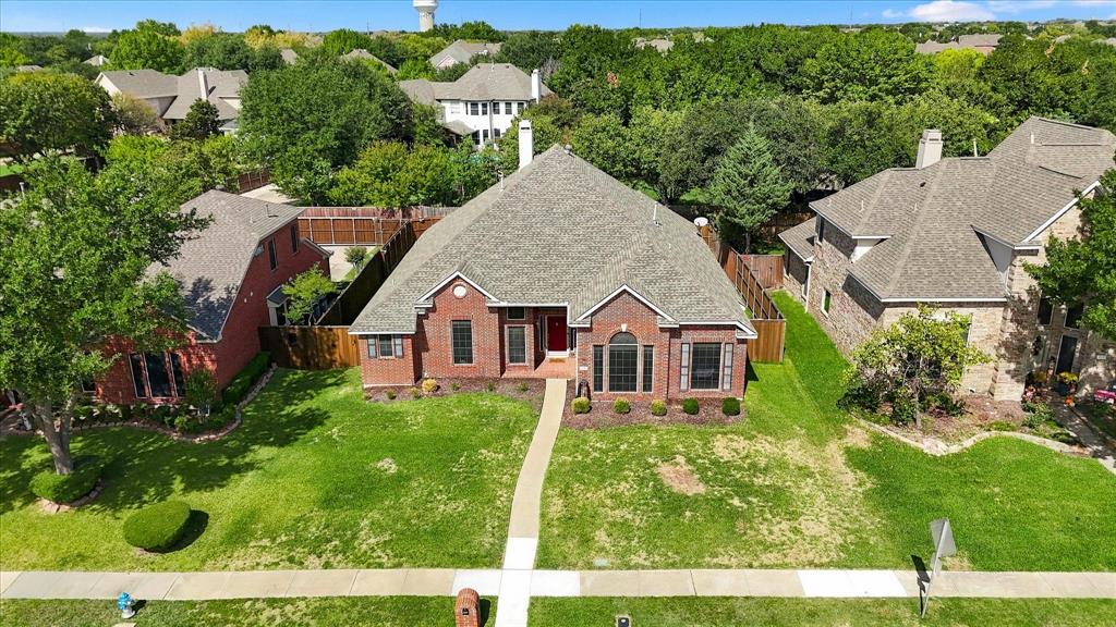 Aerial view of the front yard.