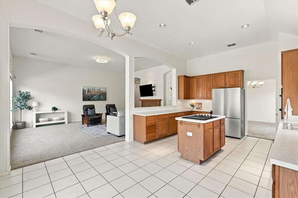 Kitchen overlooks den