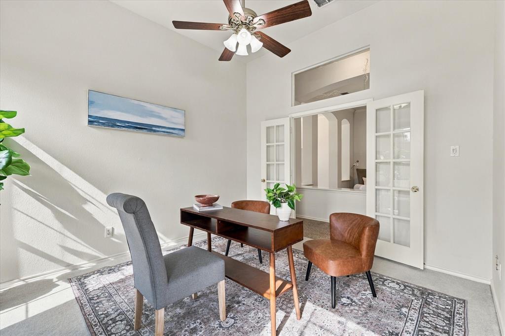 Office is light filled and great for playroom or home schooling room.