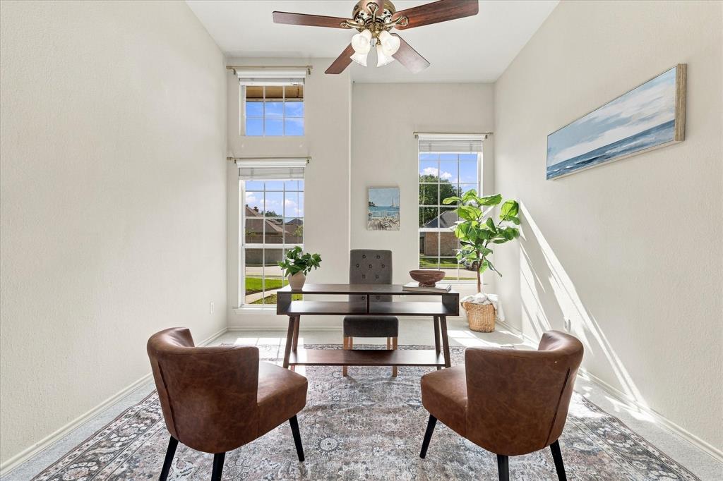 Home office can be used as a flex space.