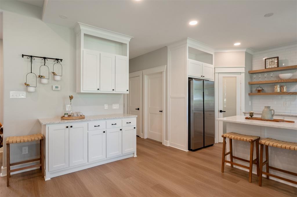 Custom built-in sideboard and new refrigerator