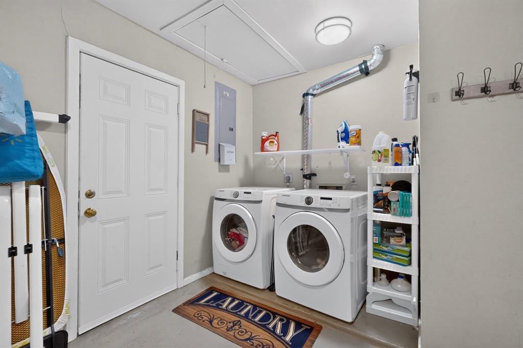 Laundry area in garage