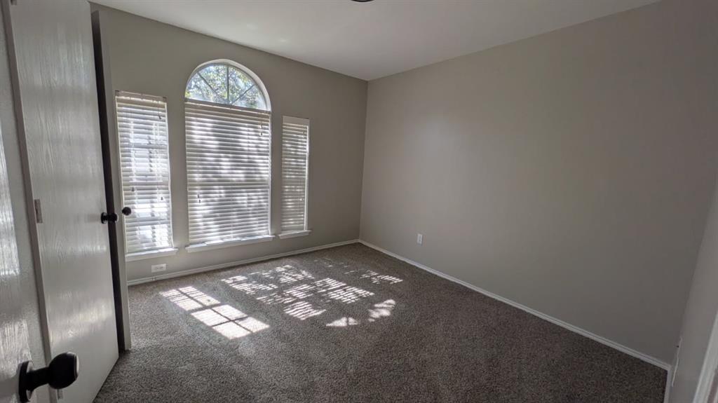 Room featuring wall-to-wall carpeting and an arched window assembly