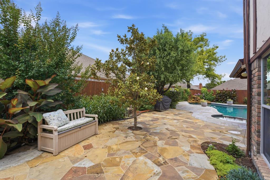 Stroll through the flagstone walk-ways.
