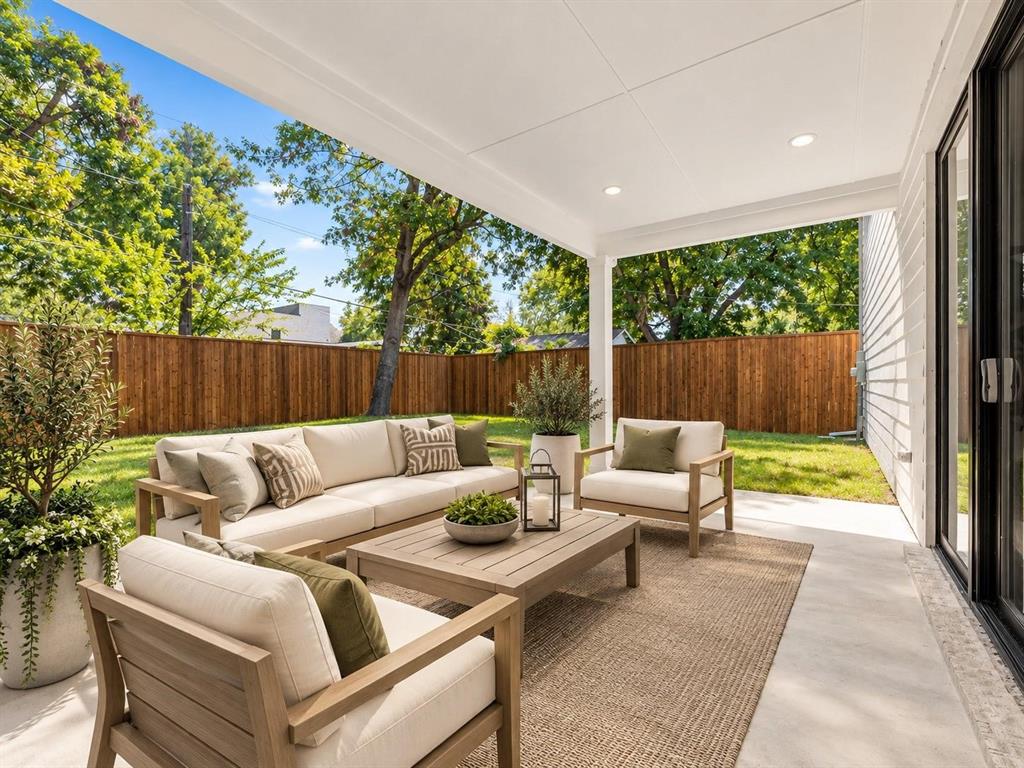 backyard covered patio virtually staged