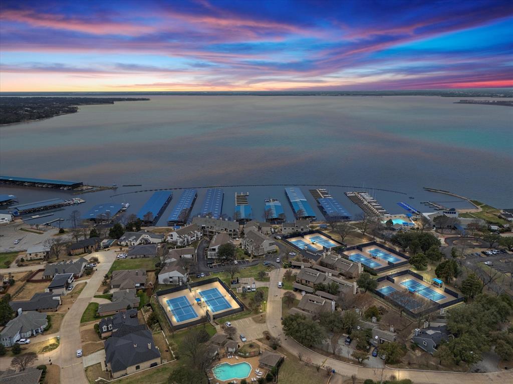 Overview of gated lakeside community