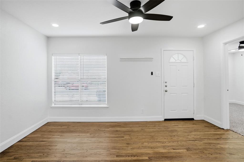 Living room with remote control ceiling fan
