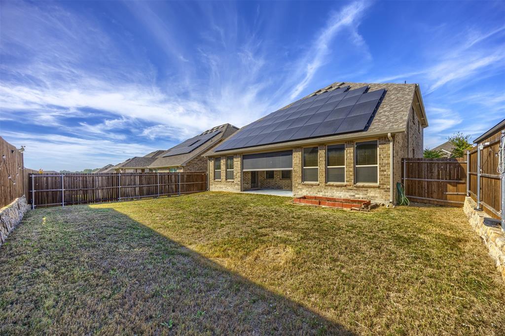 Solar panels help reduce your electricty cost. Roller shade to help keep out bugs.