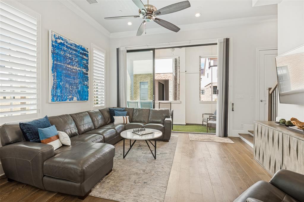 Sliding doors let the entertaining area extend outside.