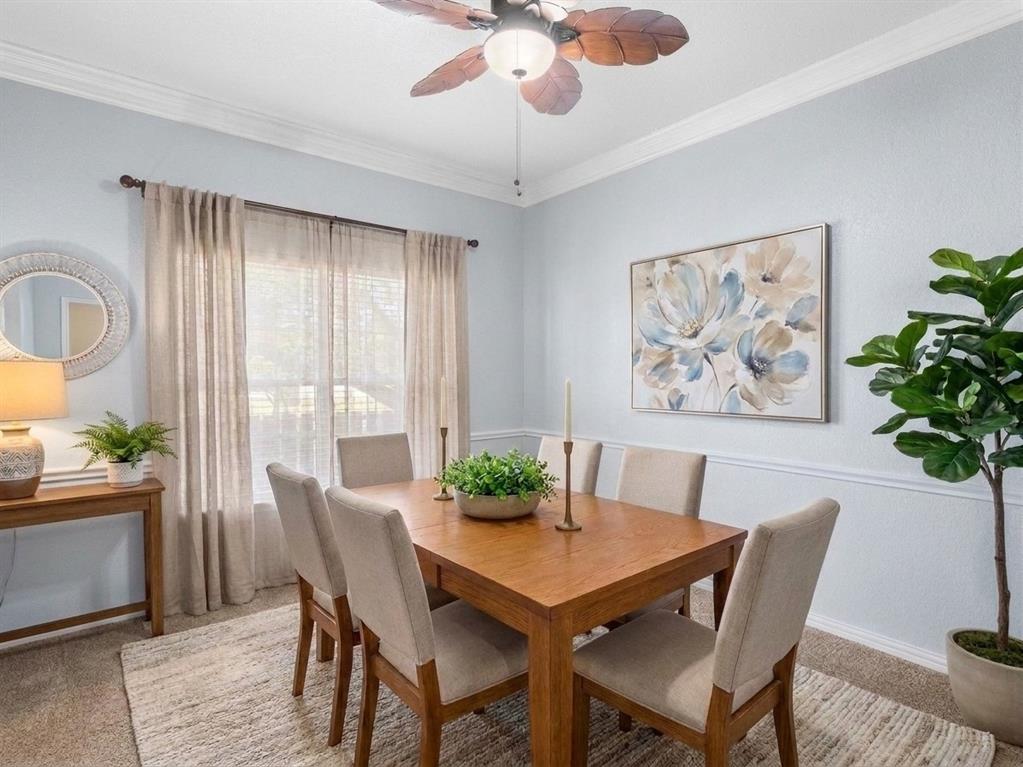 Virtually staged dining area