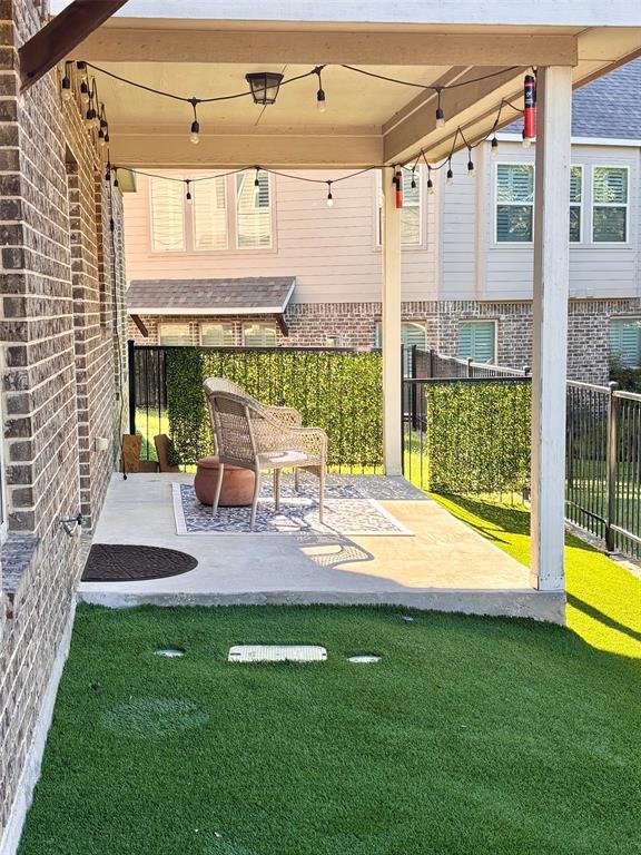 Easy care astroturf, extra yard below