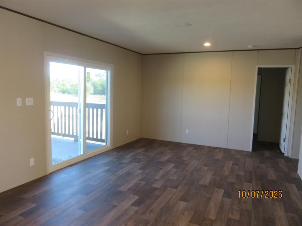 Dining room with patio doors