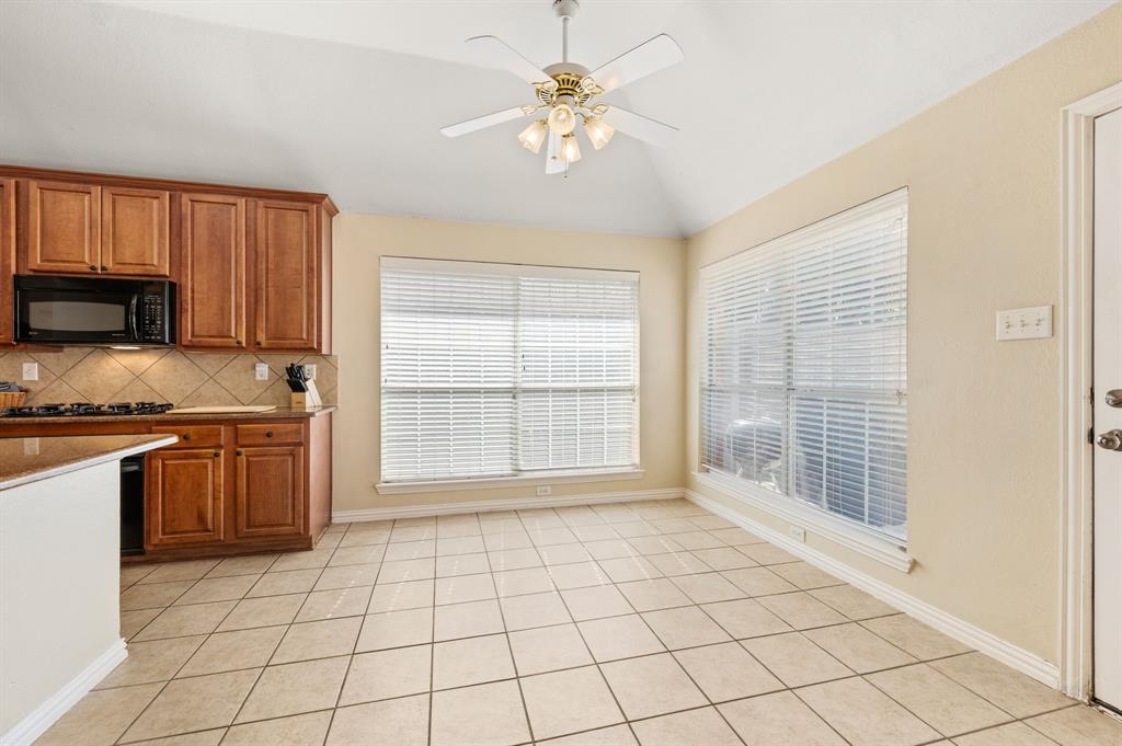 Breakfast room overlooks the backyard