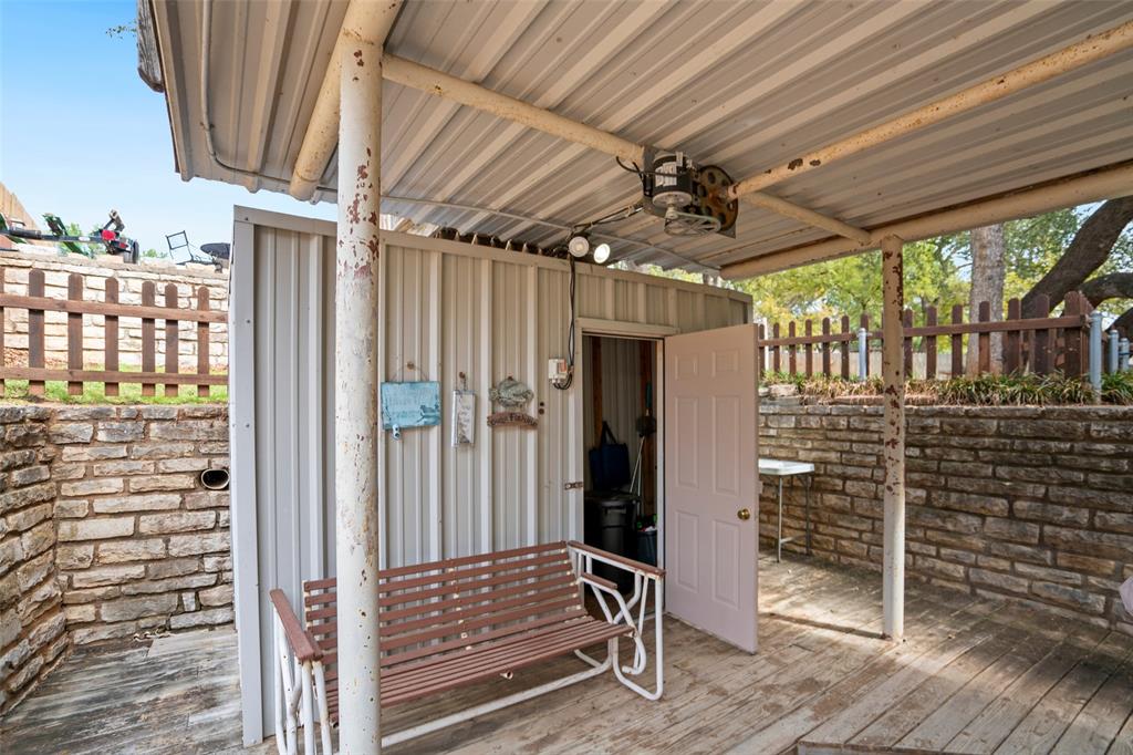 Covered outdoor storage space at the boat dock