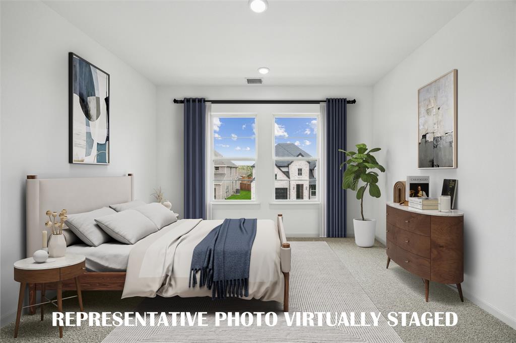 You'll find nicely sized secondary bedrooms in our Corsica plan.  REPRESENTATIVE PHOTO VIRTUALLY STAGED