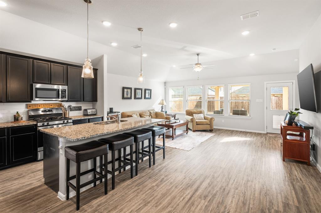 View of kitchen and living room