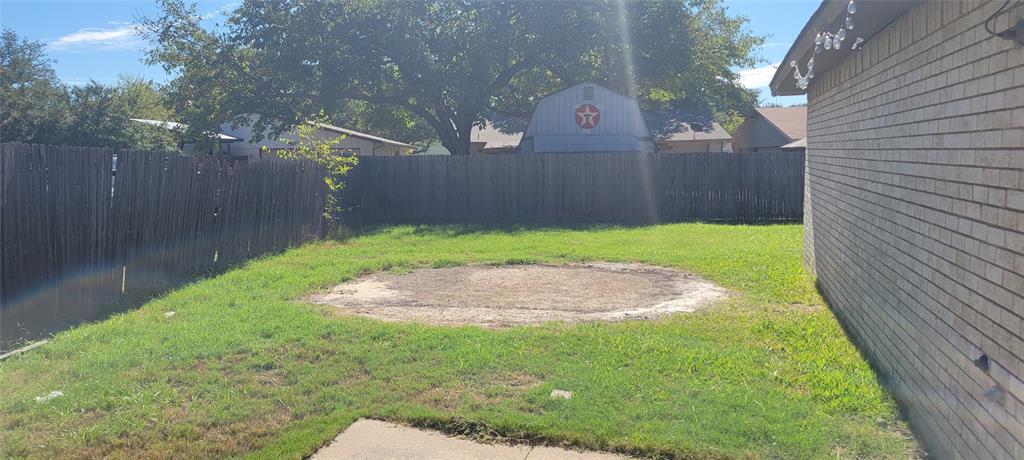 last tenant had a above ground pool. Grass will be restored.  New fence coming soon.  Large yard.