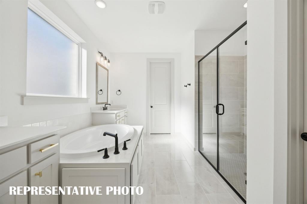 Whether it's soaking your cares away or indulging in a long, luxurious shower, this owner's bath has it all!  REPRESENTATIVE PHOTO