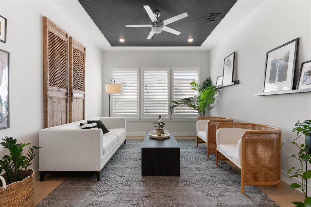 Formal Dining Room or Sitting Room with custom ceiling treatment