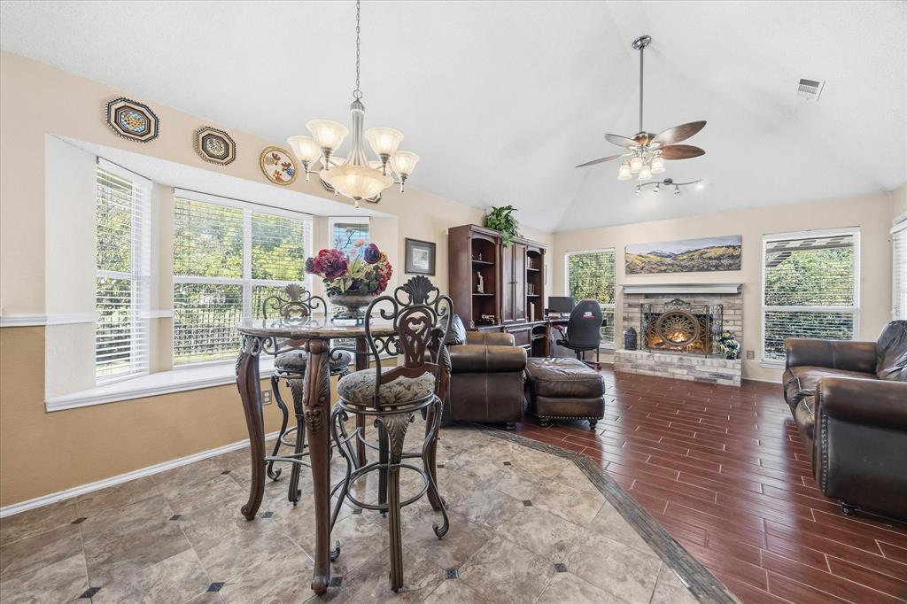 Breakfast area opens onto family room